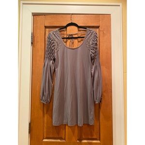 Free People Taupe Long Sleeve Mini Dress